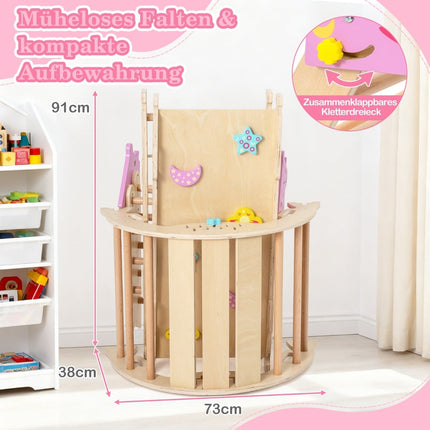 4-Piece Kids Climbing Set with Slide & Arch – Natural Wood