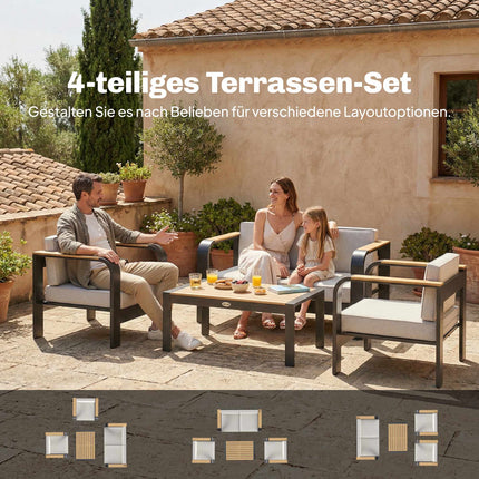 4-Piece Modular Patio Furniture Set with Deep Seats