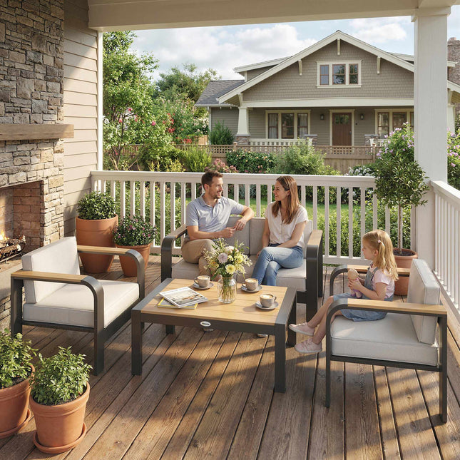 4-Piece Modular Patio Furniture Set with Deep Seats