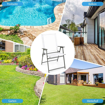 4-Piece Outdoor Folding Chairs Set, Weatherproof, White