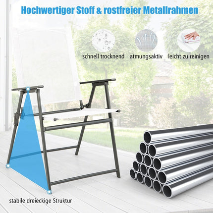 4-Piece Outdoor Folding Chairs Set, Weatherproof, White
