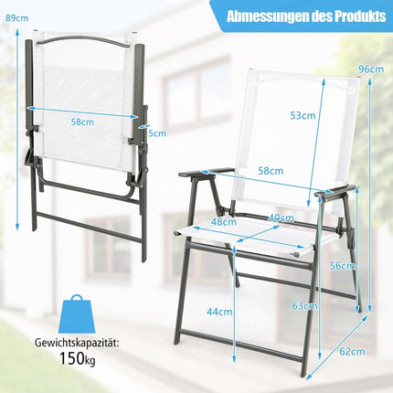 4-Piece Outdoor Folding Chairs Set, Weatherproof, White