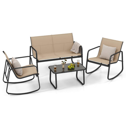 4-Piece Outdoor Furniture Set with Gentle Rocking Motion