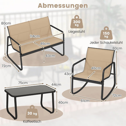 4-Piece Outdoor Furniture Set with Gentle Rocking Motion