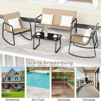 4-Piece Outdoor Furniture Set with Gentle Rocking Motion