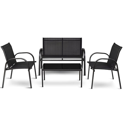 4-Piece Patio Furniture Set, Black, Breathable Fabric