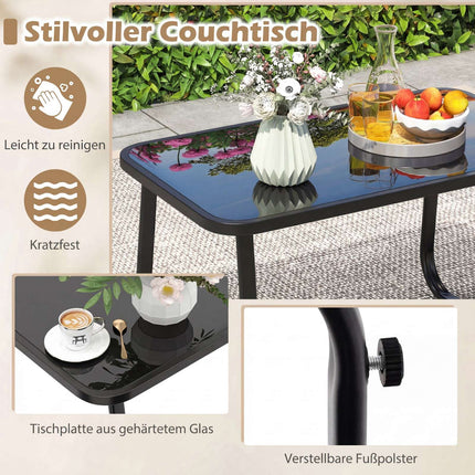 4-Piece Patio Furniture Set with Glass Coffee Table