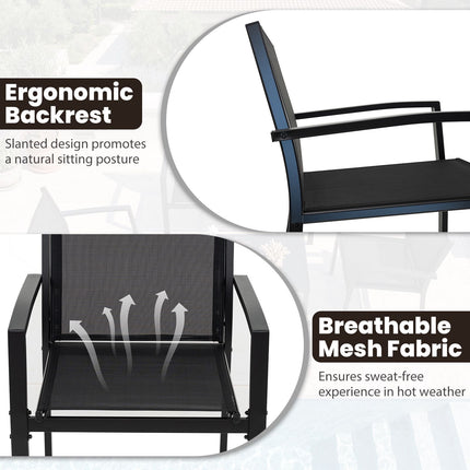 4-Piece Patio Furniture Set with Glass Table & Metal Frame