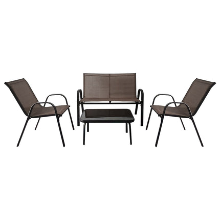 4-Piece Patio Set with Metal Frame & Glass Table