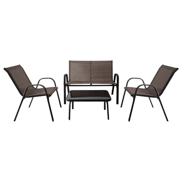 4-Piece Patio Set with Metal Frame & Glass Table