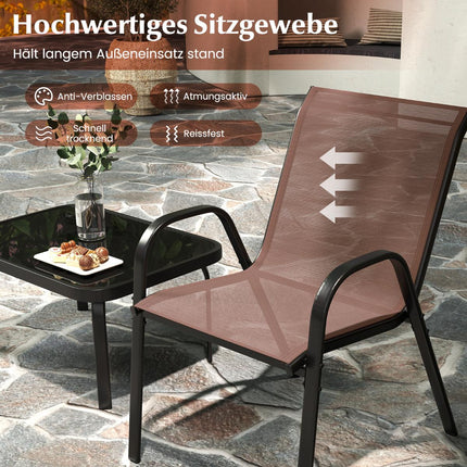 4-Piece Patio Set with Metal Frame & Glass Table