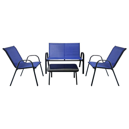 4-Piece Patio Set with Metal Frame & Glass Tabletop