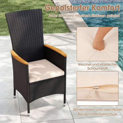 4-Piece Rattan Garden Chairs Set with Cushions, Beige
