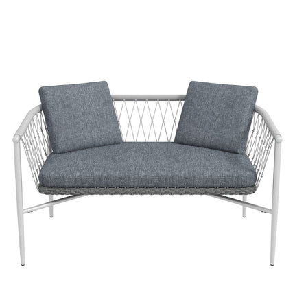 Rattan garden furniture, 4-piece, gray cushions