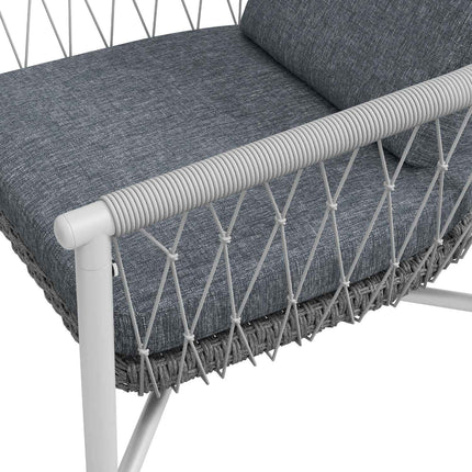 Rattan garden furniture, 4-piece, gray cushions
