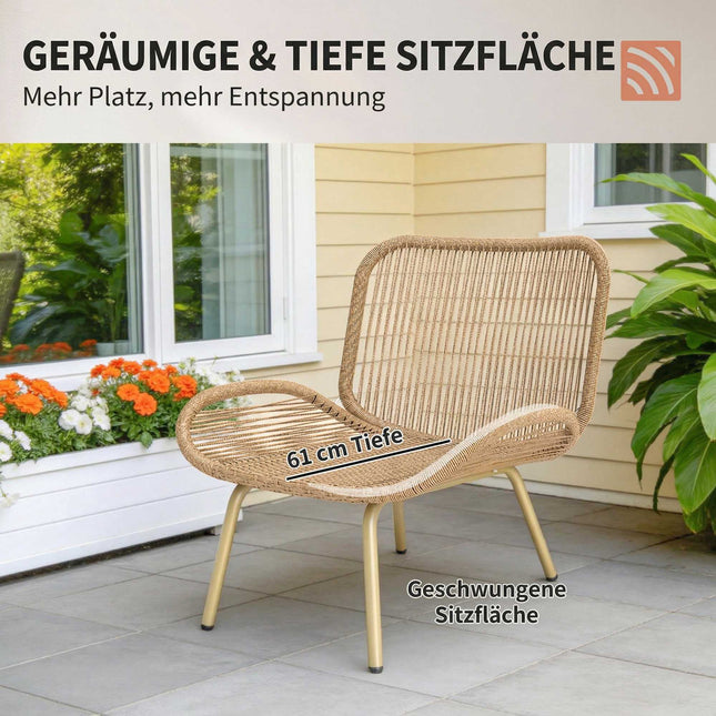 4-Piece Rattan Garden Furniture Set with Cushions