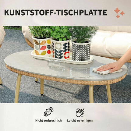 4-Piece Rattan Garden Furniture Set with Cushions