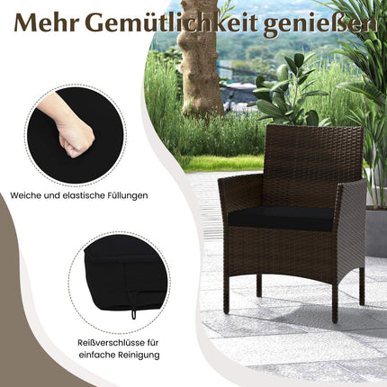 4-Piece Rattan Outdoor Furniture Set with Cushions