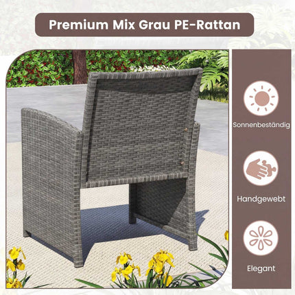 4-Piece Rattan Outdoor Sofa Set with Glass Table, Grey