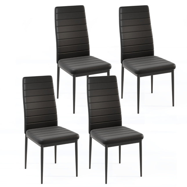 4-Piece Set Dining Chairs, Faux Leather, Armless, Black