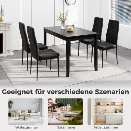 4-Piece Set Dining Chairs, Faux Leather, Armless, Black