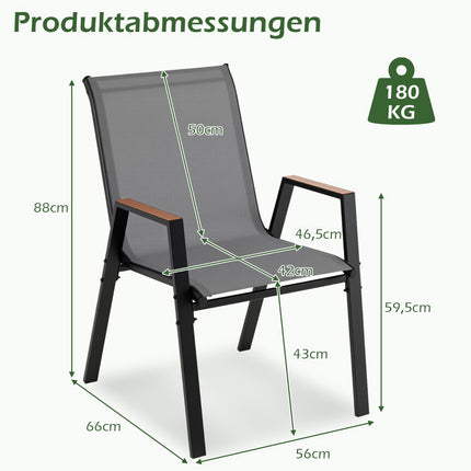 4-Piece Stackable Garden Chairs, Breathable Teslin Fabric