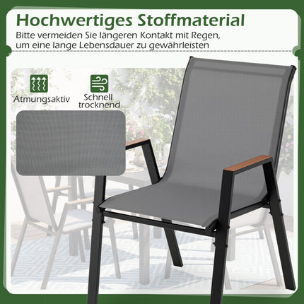 4-Piece Stackable Garden Chairs, Breathable Teslin Fabric