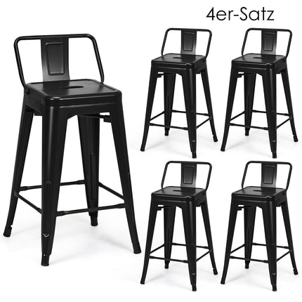 4-Piece Stackable Metal Bar Stools, 62 cm Seat Height