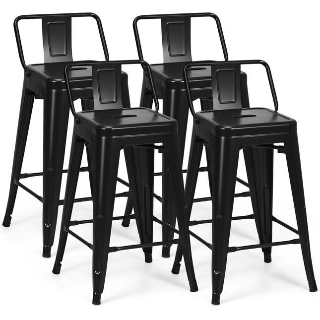 4-Piece Stackable Metal Bar Stools, 62 cm Seat Height