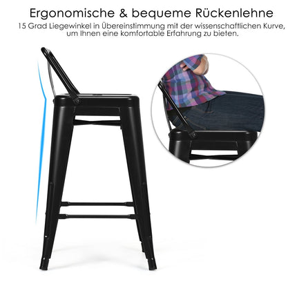 4-Piece Stackable Metal Bar Stools, 62 cm Seat Height