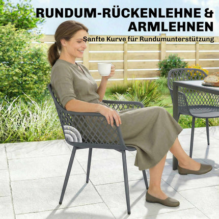 4-Piece UV-Resistant Dark Grey Plastic Garden Chairs Set