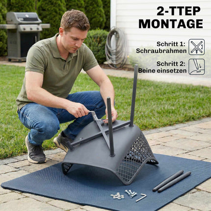 4-Piece UV-Resistant Dark Grey Plastic Garden Chairs Set