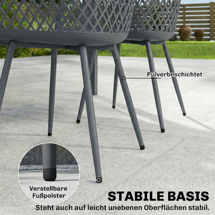 4-Piece UV-Resistant Dark Grey Plastic Garden Chairs Set