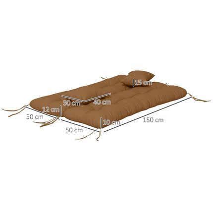 4-Piece Water-Resistant Seat Cushion Set, 150x50 cm, Tan