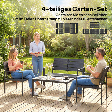 4-Piece Weatherproof HDPE Patio Furniture Set