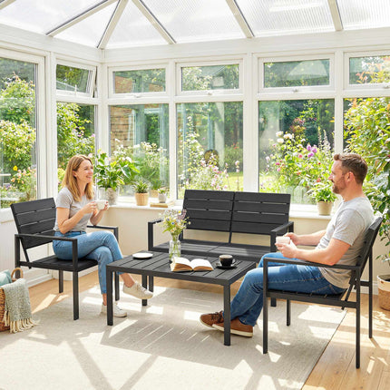 4-Piece Weatherproof HDPE Patio Furniture Set