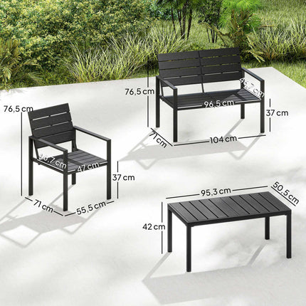 4-Piece Weatherproof HDPE Patio Furniture Set