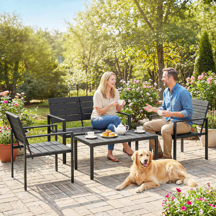 4-Piece Weatherproof HDPE Patio Furniture Set