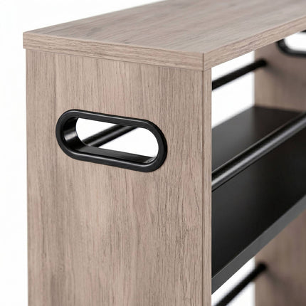 4-Shelf Wood-Look Trolley with Handles