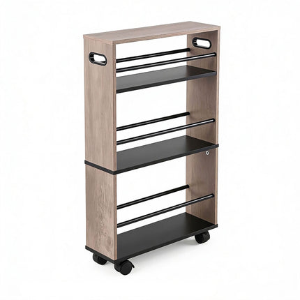 4-Shelf Wood-Look Trolley with Handles