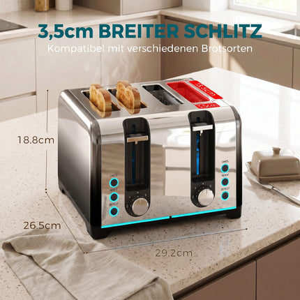 4-Slice Toaster, 7 Browning Levels, Defrost Reheat Cancel