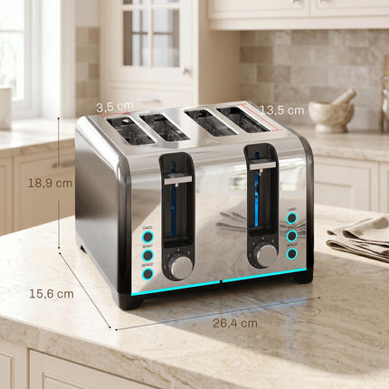 4-Slice Toaster, 7 Browning Levels, Defrost Reheat Cancel