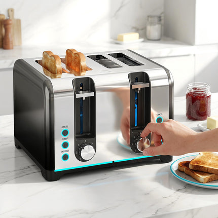 4-Slice Toaster, 7 Browning Levels, Defrost Reheat Cancel