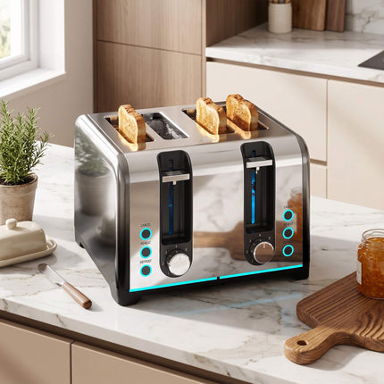 4-Slice Toaster, 7 Browning Levels, Defrost Reheat Cancel