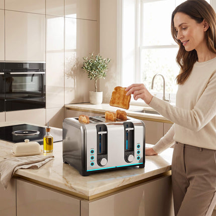 4-Slice Toaster, 7 Browning Levels, Defrost Reheat Cancel