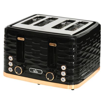 4-Slice Toaster, Wave Design, Multi-Function, Black