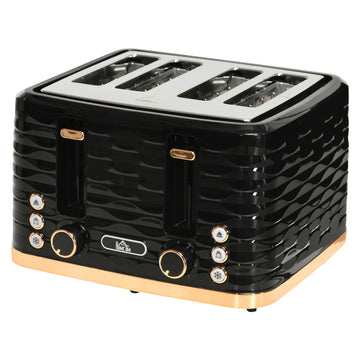 4-Slice Toaster, Wave Design, Multi-Function, Black