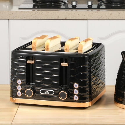 4-Slice Toaster, Wave Design, Multi-Function, Black