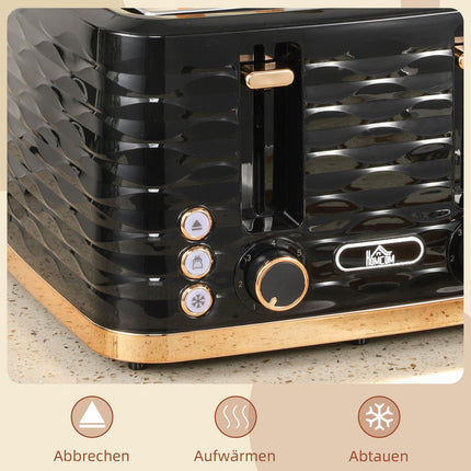 4-Slice Toaster, Wave Design, Multi-Function, Black
