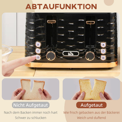 4-Slice Toaster, Wave Design, Multi-Function, Black